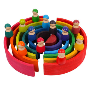 Large Creative Educational Rainbow Stacker | Wooden Montessori™ Style Rainbow Building Blocks for Education & Learning Development  | Perfect Toy For Kids Children & Youth.