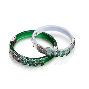 Stunning Exotic Jade Peacock Bangle Bracelet Cuff | Elegant Ethnic Gemstone Fashion Jewellery | From the Far East | Ideal Gift Unique | Perfect for Teens Adults & Seniors.