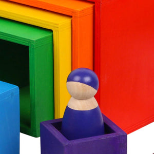 Large Creative Educational Rainbow Stacker | Wooden Montessori™ Style Rainbow Building Blocks for Education & Learning Development  | Perfect Toy For Kids Children & Youth.