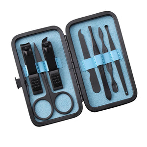 Seven-Piece Stainless Steel Manicure Pedicure Set | Portable Spa Like Personal Hygiene Kit | Unisex Male Female Item | Perfect For Work Home Travel &  At-Home Spa Days.